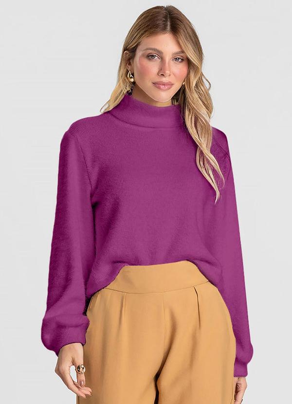 Blusão Feminino em Tricot Felpudo Roxo