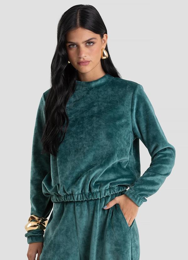 Blusão Feminino Plush Gola Dupla Verde