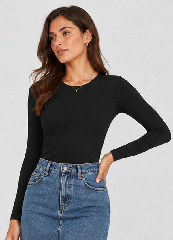 Body Feminino em Malha Tech Poliéster Preto