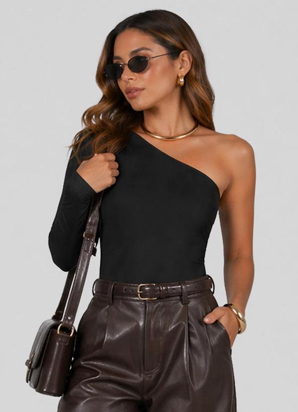 Body Feminino Nula Manga Longa Suplex Preto