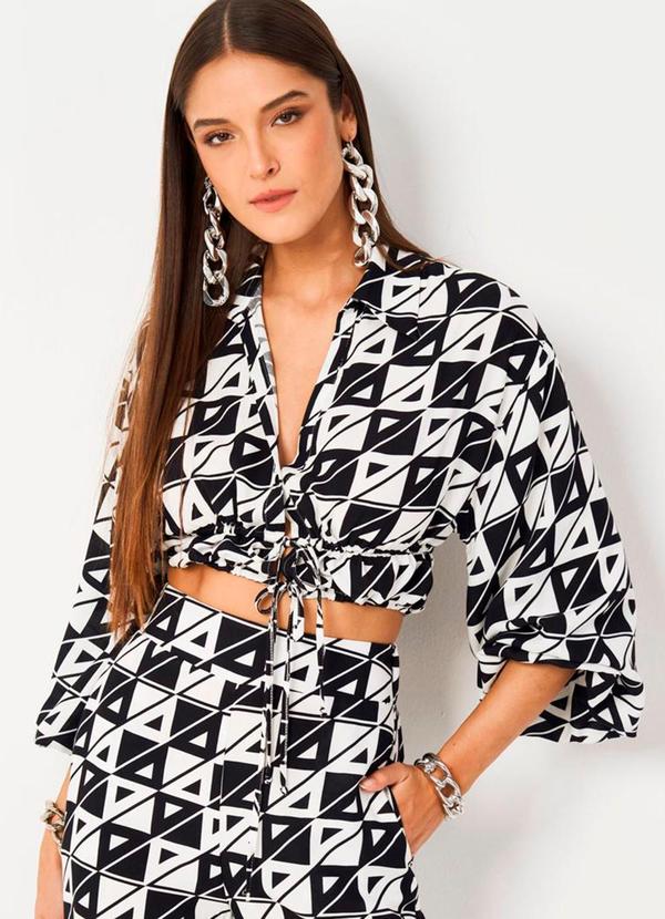Vista 2 Camisa em Viscose com Amarração Estampada Colcci Colcci