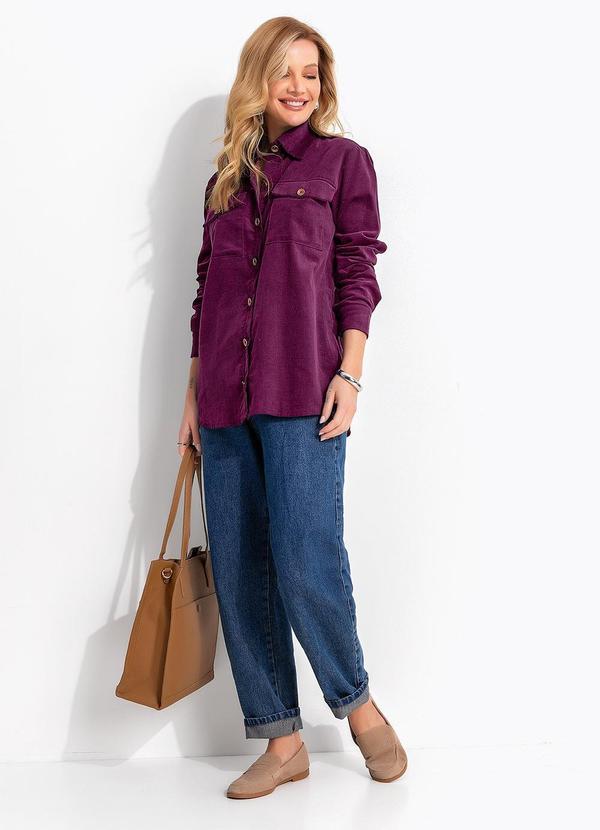 Camisa Roxo em Veludo Cotelê