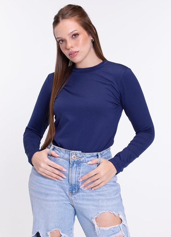 Camiseta Adulto Gola Térmico Uv50+ Marinho