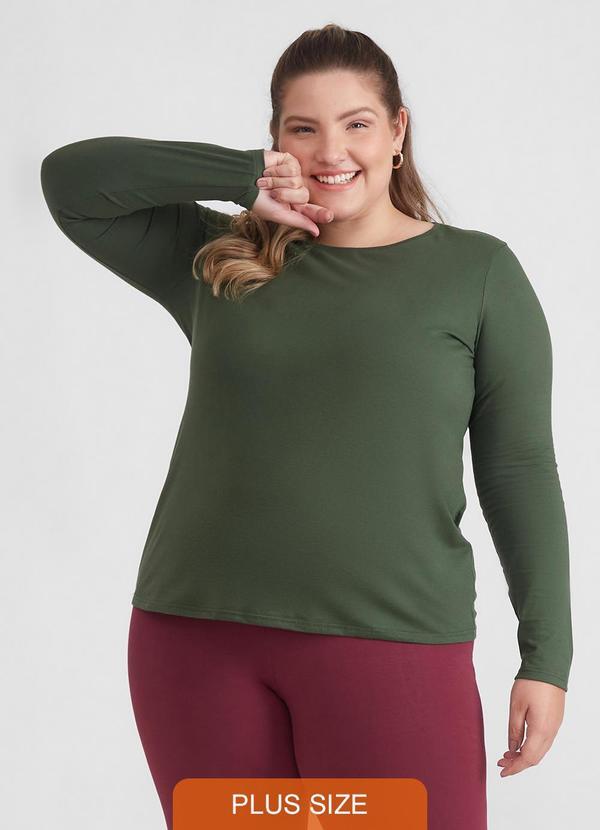 Camiseta Babylook Manga Longa Gola C Verde Selva