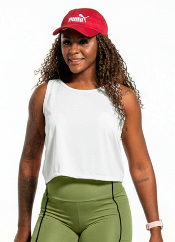 Regata Cropped Feminina com Termocolante Branco