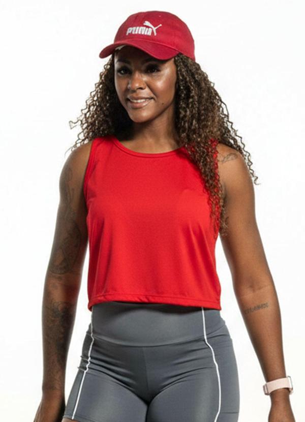 Regata Cropped Feminina Termocolante Vermelho