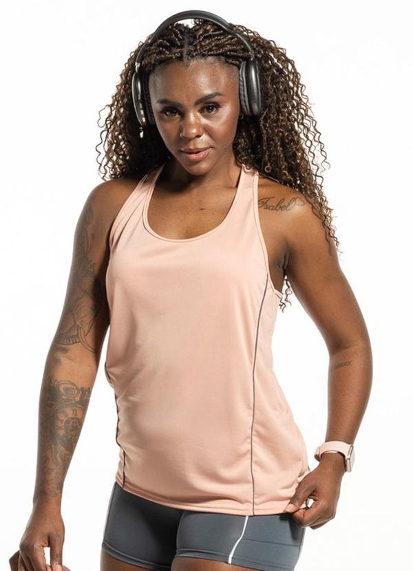 Regata Feminina com Filete Rosa