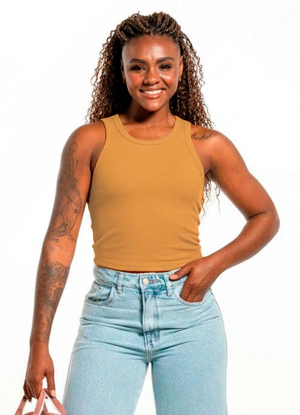 Regata Feminina Cropped Marrom