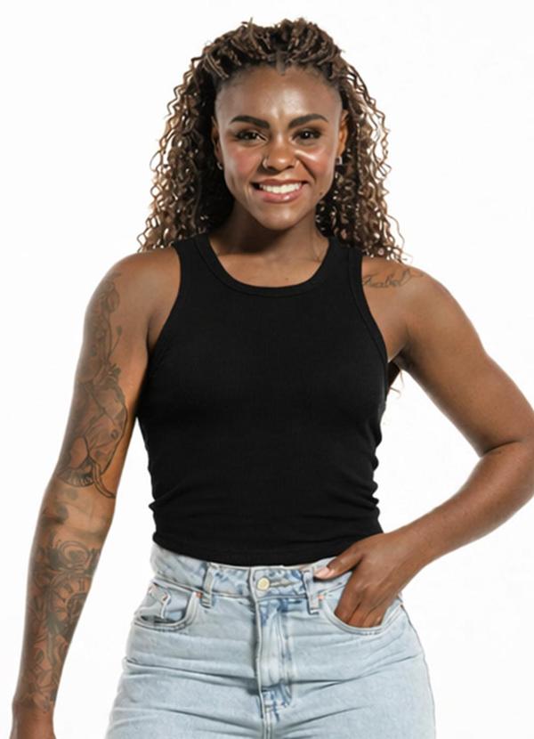 Regata Feminina Cropped Preto