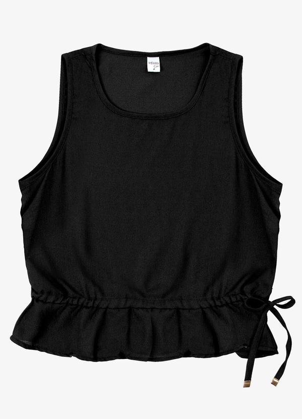 Regata Feminina em Crepe Preto