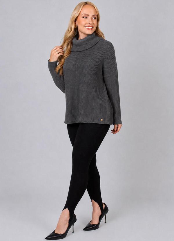 Suéter Feminino Tricot Elegante Cinza