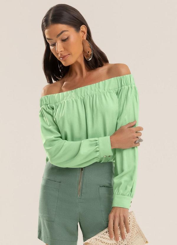 Blusa em Viscose com Linho Verde
