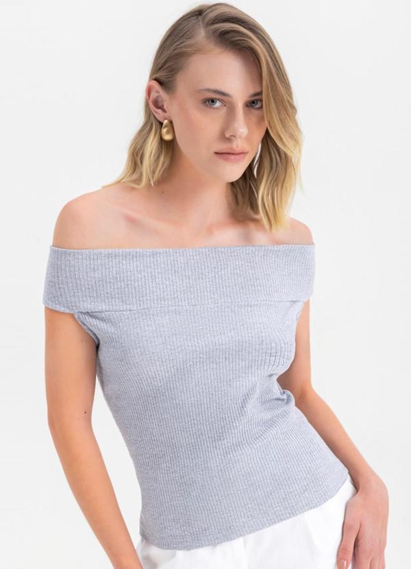 Blusa Feminina Ombro a Ombro Cinza