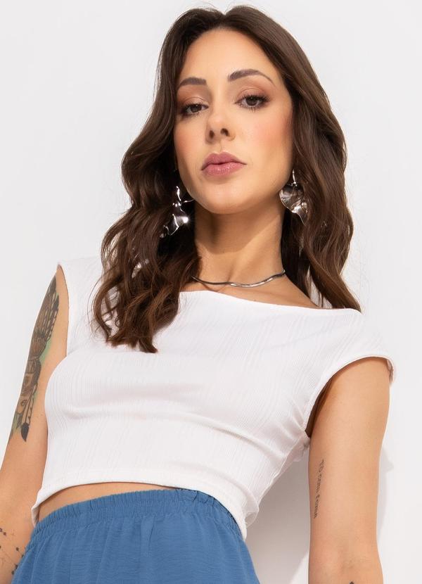 Blusa Off White em Malha Canelada Texturizada