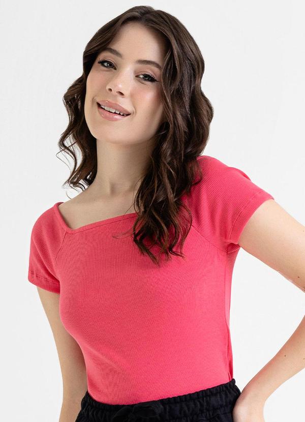 Blusa Ombro a Ombro Básica em Ribana Vermelho