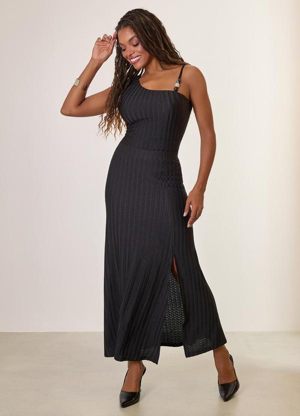 Blusa Ombro Assimetrico com Ponteiras Preto