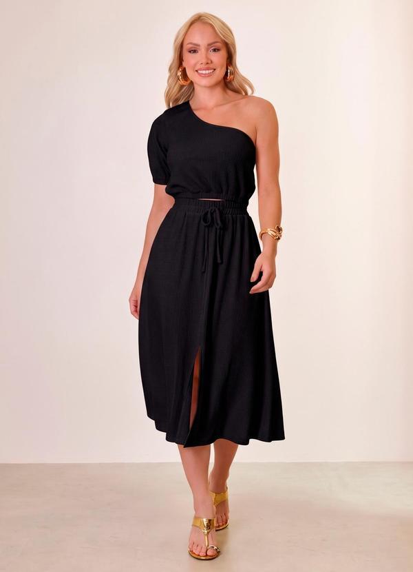 Blusa Ombro So Bordada Preto