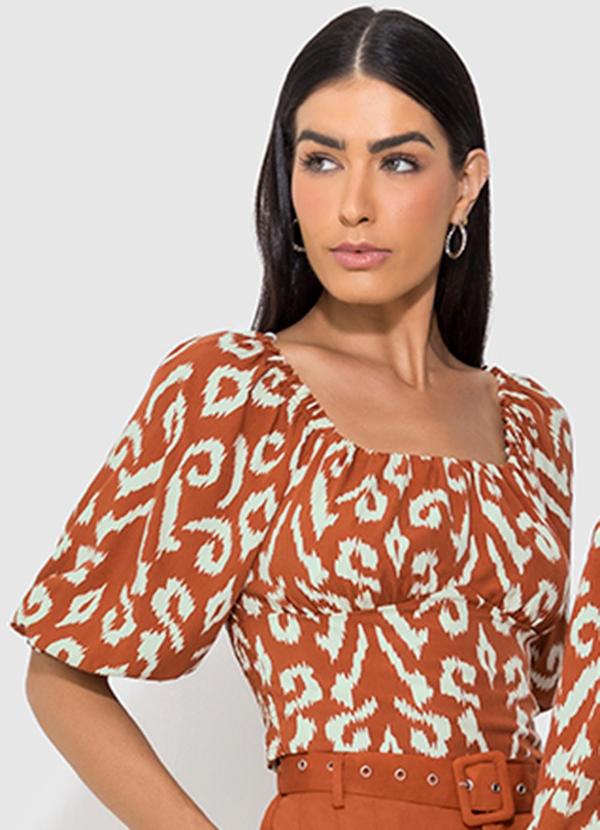Blusa Terracota Ciganinha Animal Print