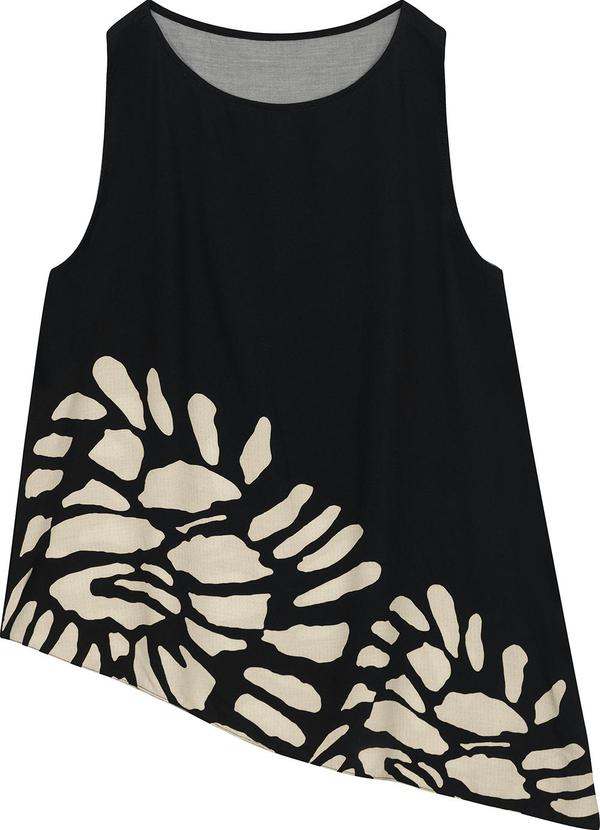 Blusa Abstrata Assimétrica Preto