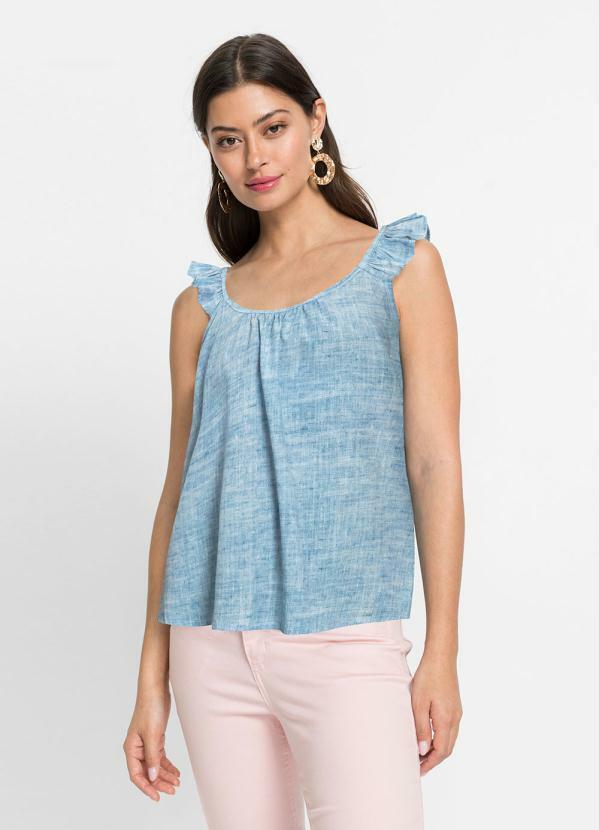 Blusa Alça com Babado Azul