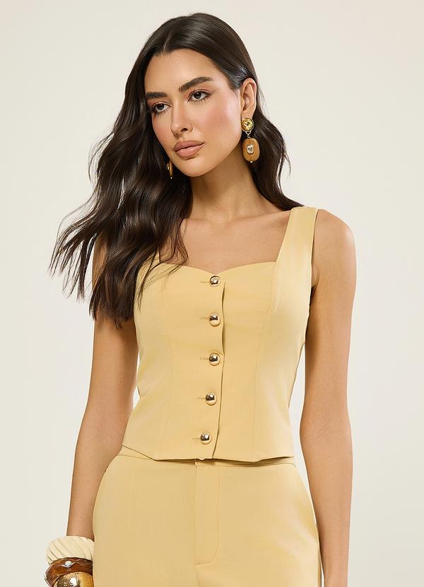 Blusa Alfaiataria com Decote Coracao Amarelo Vani