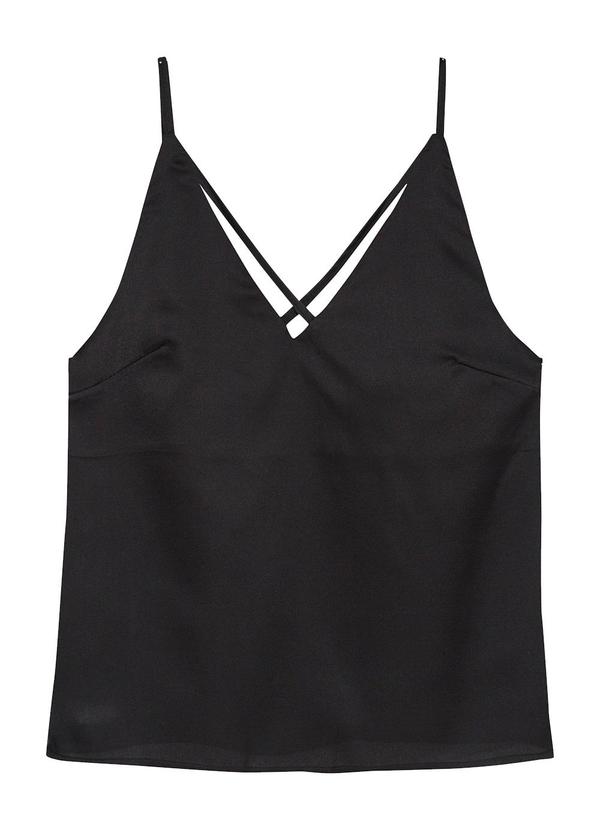 Vista 2 Blusa Ampla em Cetim Preto Enfim Enfim
