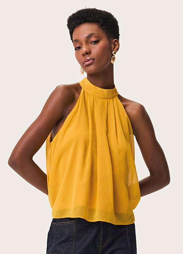 Blusa Ampla em Crepe Amarelo