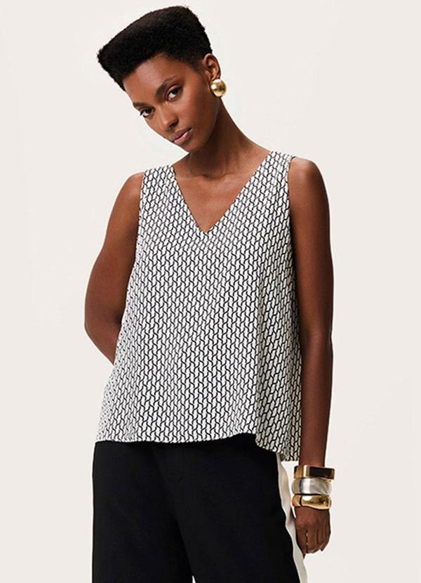 Blusa Ampla Geométrica Branco