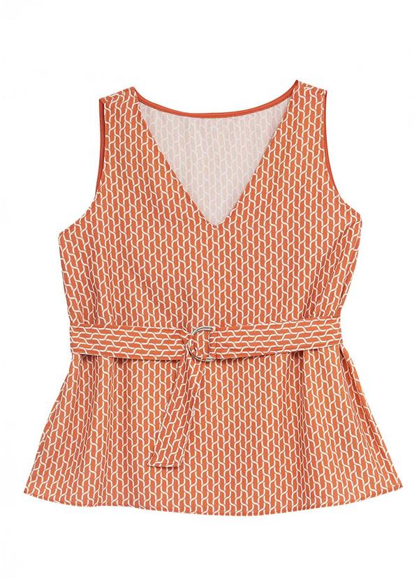 Blusa Ampla Geométrica Laranja