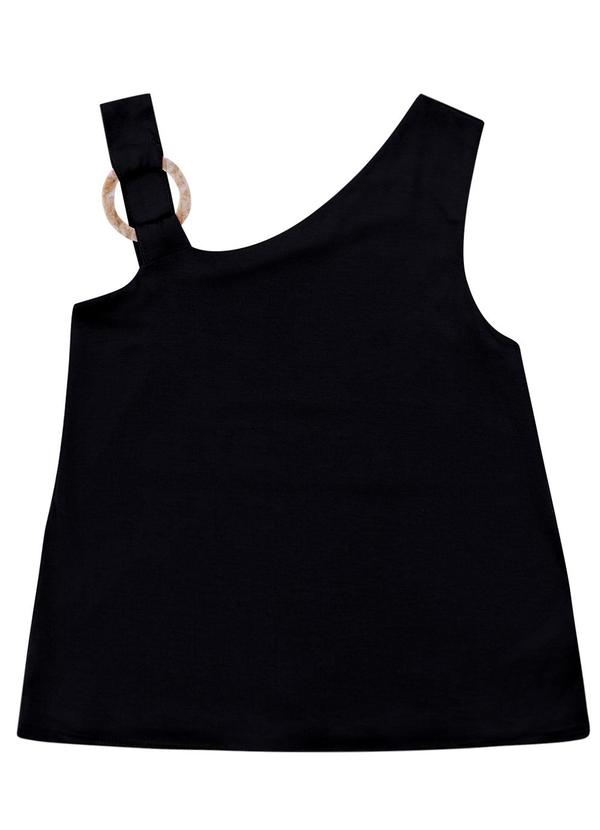 Blusa Assimétrica com Argola Preto