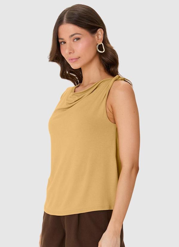 Blusa Assimétrica com Torção Amarelo Mostarda