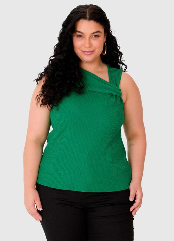 Blusa Assimétrica com Torção Verde