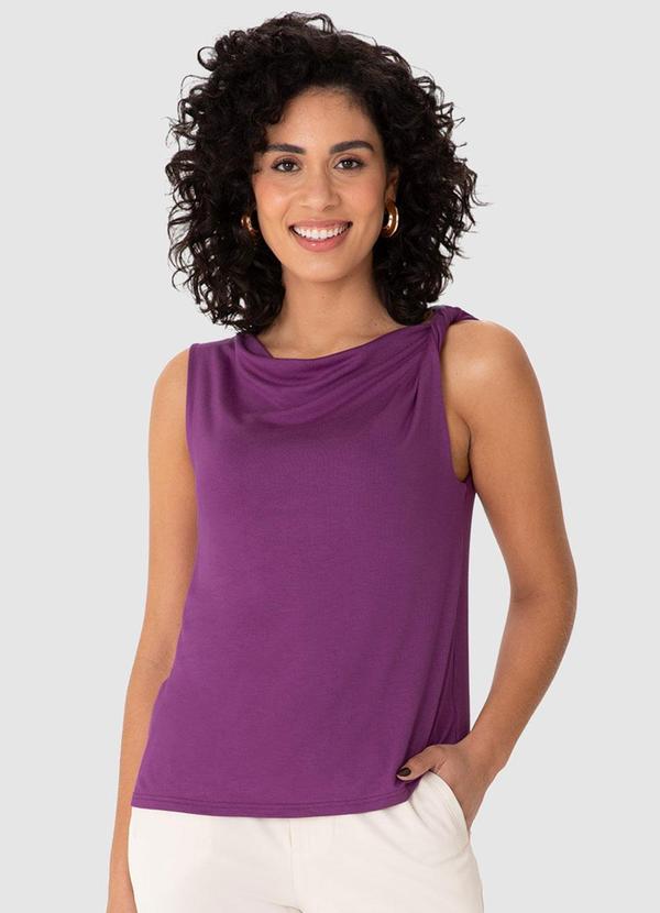 Blusa Assimétrica com Torção Violeta