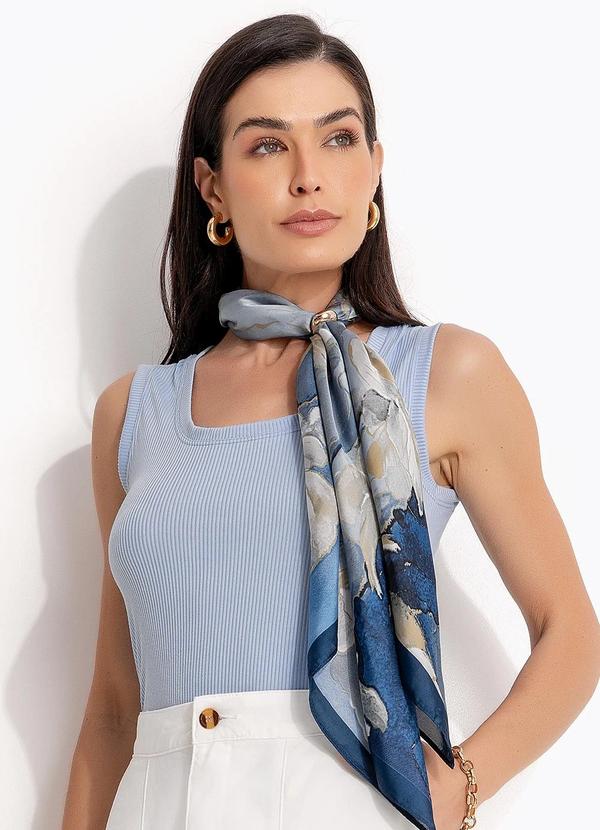 Blusa Azul em Ribana Canelada