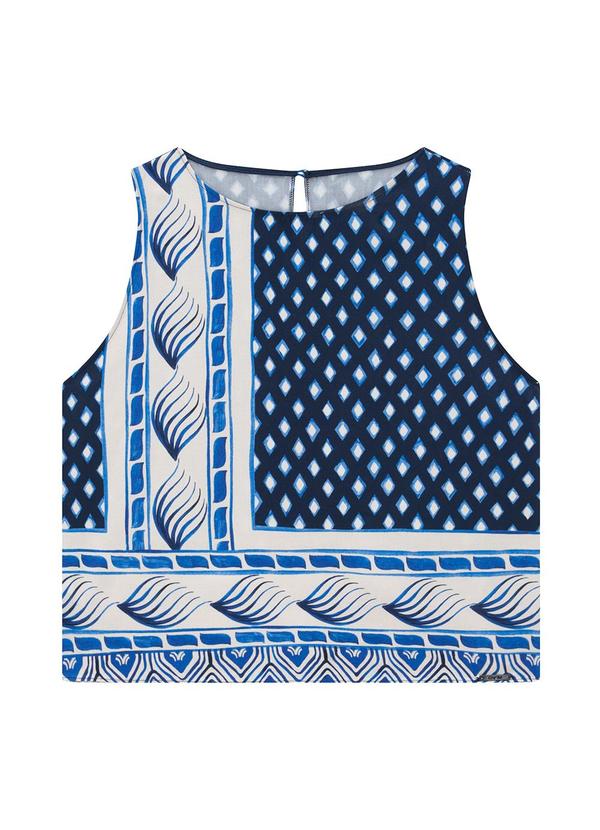 Blusa Azul Marinho Reta Paisley