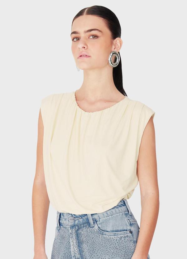 Vista 2 Blusa Balonê Franzida Off White Enfim Enfim