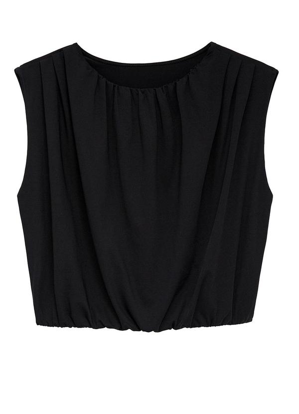 Vista 2 Blusa Balonê Franzida Preto Enfim Enfim