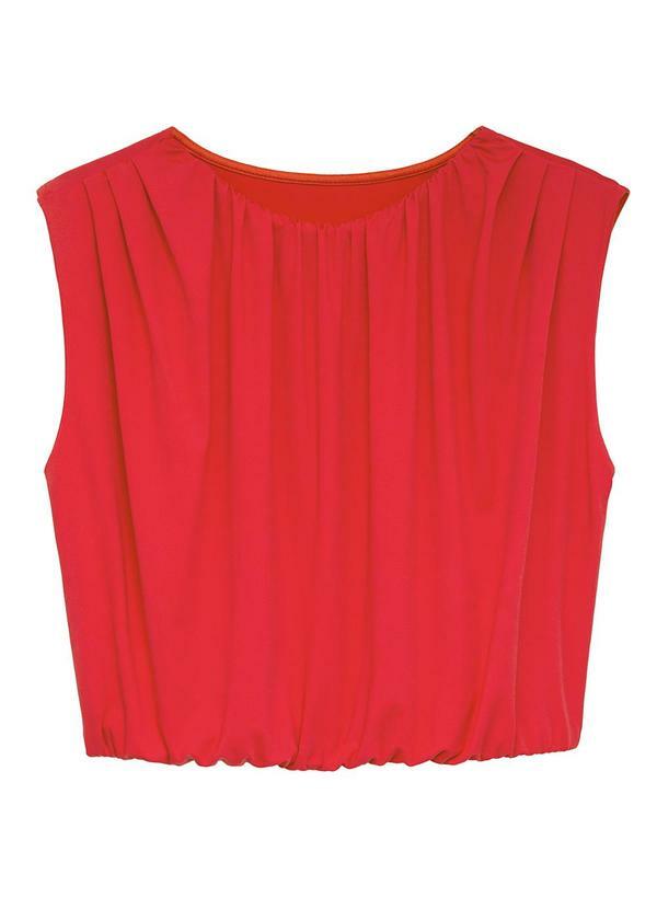 Vista 2 Blusa Balonê Franzida Vermelho Enfim Enfim
