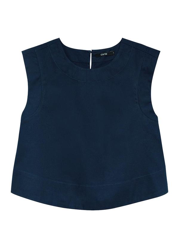 Vista 2 Blusa Box Sarjada Azul Marinho Enfim Enfim