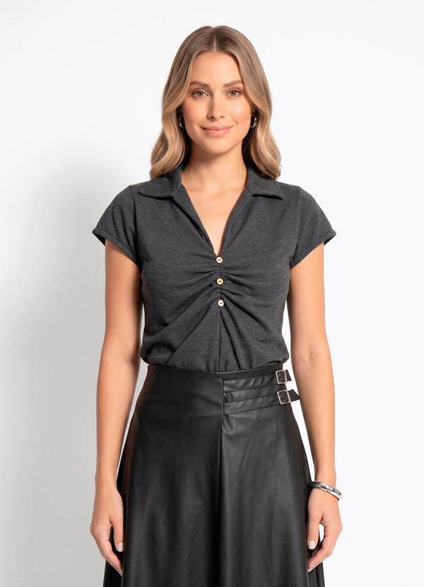 Blusa Chumbo em Malha Piquet