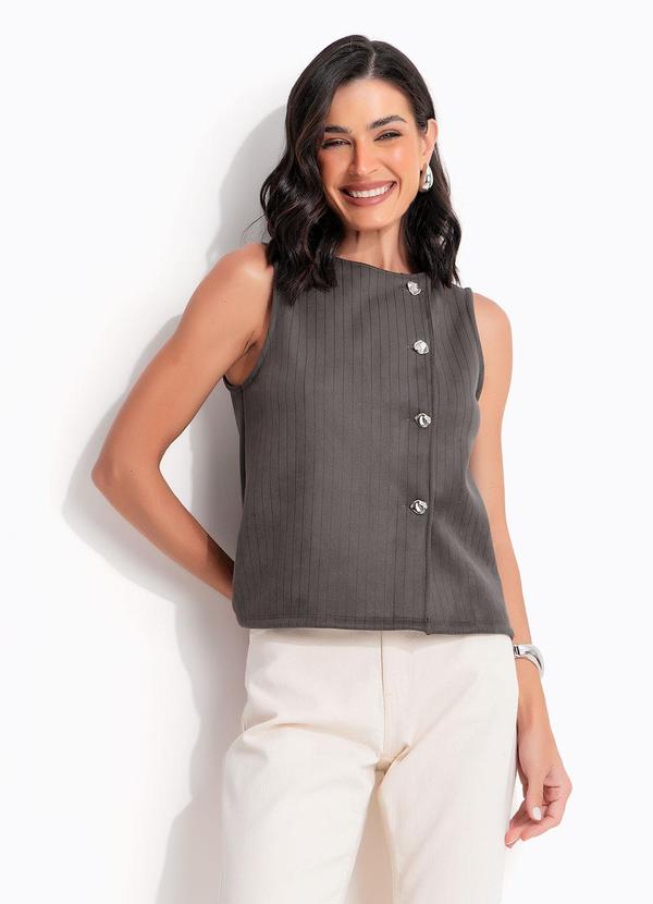 Blusa Chumbo em Malha Suede