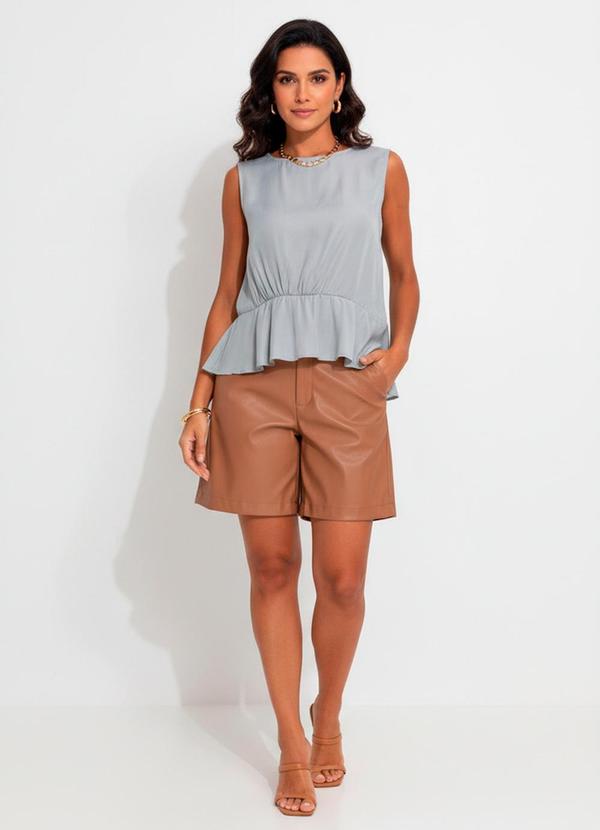 Blusa Cinza Claro em Viscose Slub