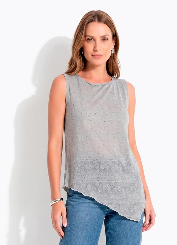 Blusa Cinza em Malha Devorê