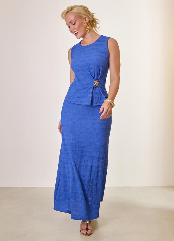 Blusa com Efeito Prega Azul Real
