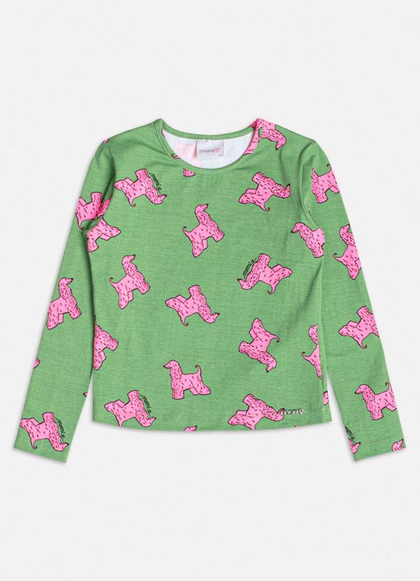 Blusa com Estampa de Dog Verde