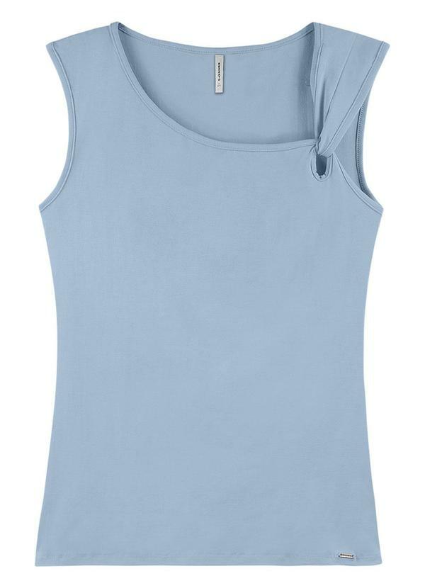 Blusa com Nó Lateral Adulto Feminino Azul