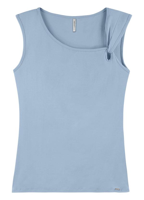 Blusa com Nó Lateral Adulto Feminino Azul