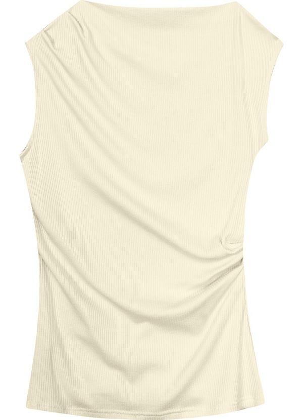 Vista 2 Blusa Creme Assimétrica Canelada Malwee Malwee