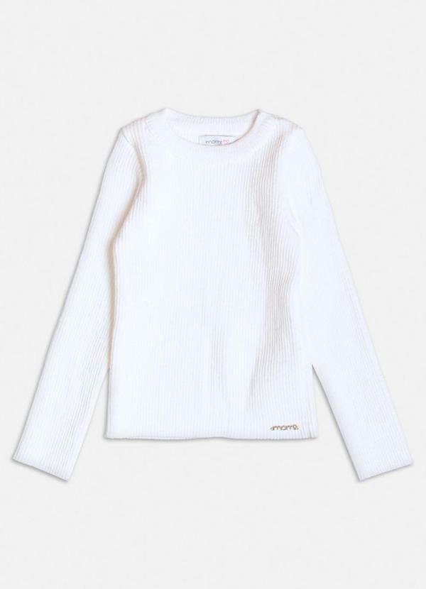 Blusa de Tricot Off White Básica Branco