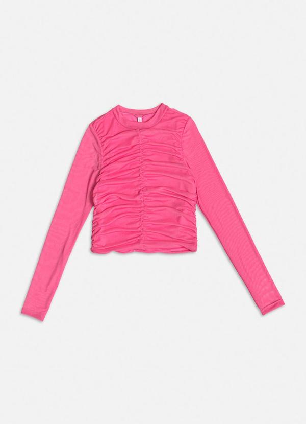 Blusa de Tule Rosa Franzida Rosa
